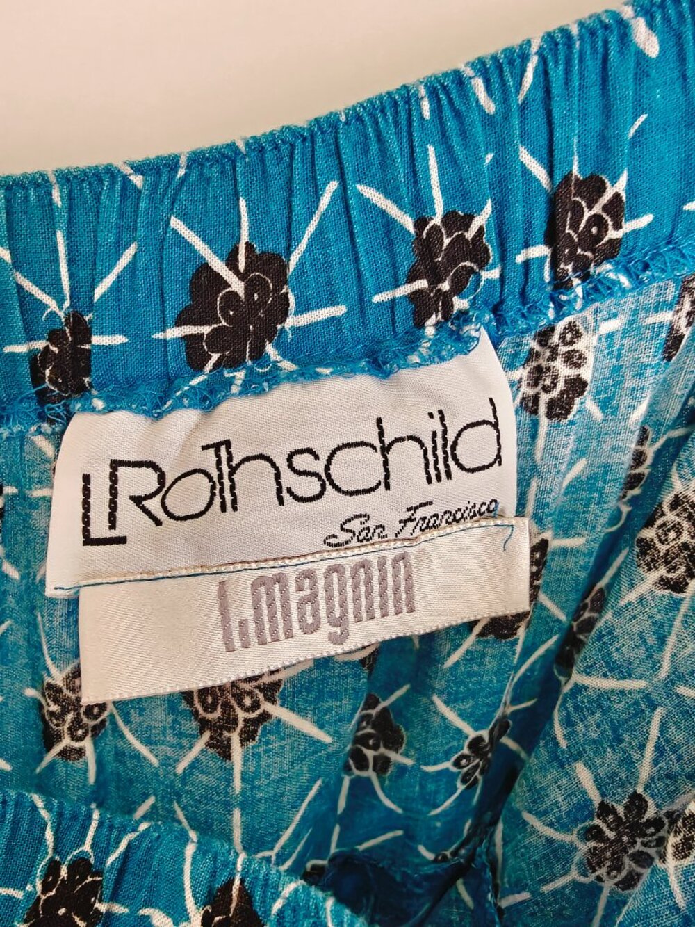 Vintage L. Rothschild San Francisco Teal Blue Rayon Maxi Skirt Size M - Picture 6 of 7